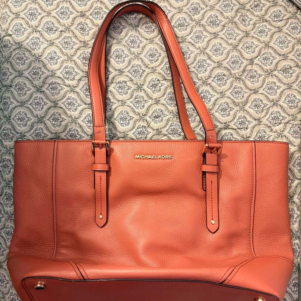 Michael Kors Pebble Leather Coral Tote Bag